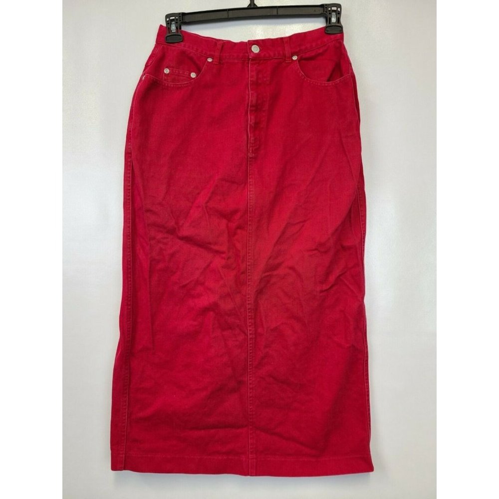 Memphis Red Denim Straight Maxi Skirt Size 12